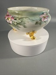 Antique GDA France Hand Painted Floral Hairpin Receiver Porcelain Dish Limoges