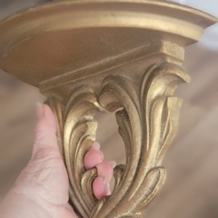 VTG Gold Sconces Wood French Style Heavy Plates Candles Decorative Items Indoor