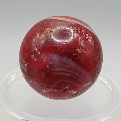 .65″ Vintage CAC Christensen Peltier Akro Red Slag Swirl Marble- #Q107