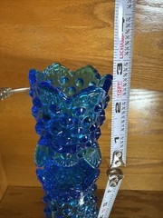 Vintage Fenton Colonial Blue Hobnail Toothpick Holder / Votive 3 Footed