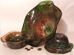 CLUSTER vtg studio art glass sculpture bowl goose bay yellowstone park western