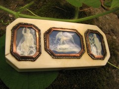 WEDGWOOD XRARE 1790 TOOTHPICK CASE & 3 JASPER MEDALLIONS CUT STEEL BEDS/GOLD