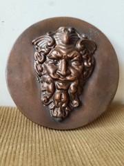 Gothic Devil Face Plaque Bronze Finish Grotesque Mask Dark Decor