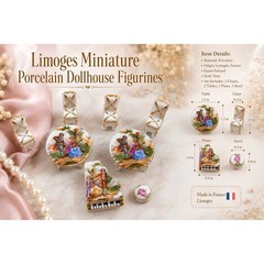 Vintage Limoges France Miniature Porcelain Furniture Set Fragonard 7 Piece
