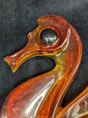 Vintage Orange Lucite Seahorse Pair 60s 70s Retro MCM Wall Decor Seahorses