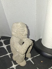 Pre-Columbian Carved Basalt Sqauting & Smoking Sukia ~ Costa Rica C. 800-1200 AD