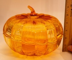 Marquis By Waterford Crystal 8″ Orange Pumpkin Candy Dish/Bowl Made In Germany
