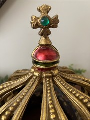 Heavy Ornate Gold Resin Crown 10” Table Top Decor Jewel Tuscan Old World