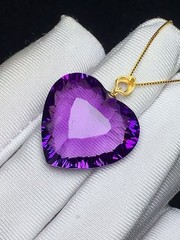 Natural Amethyst Quartz Purple Uruguay heart shape necklaces 18K