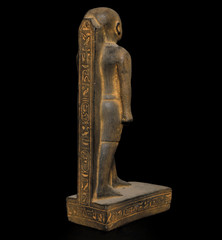 Rare Ancient Egyptian Standing Noble Statue Black Basalt Style Ankh Hieroglyphs