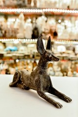 Black Granite Anubis Dog Jackal Ancient Egyptian Statue Made in Egypt
