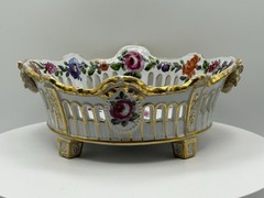 Antique Von Schierholz Reticulated Porcelain Basket Bowl Germany 1907-1927