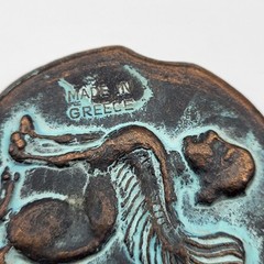 Vintage Greek Greece Bronze replica coin bottle opener souvenir