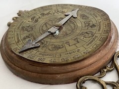 Antique Calendar Astrological Art Horoscope Wall Hanging Decor Broken ***