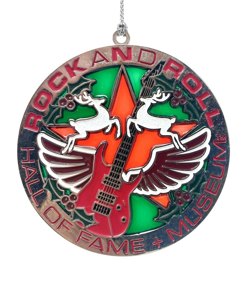 RARE ROCK AND ROLL HALL OF FAME “Stained Glass Style” Metal Christmas Ornament!