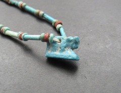 NILE Ancient Egyptian Apis Bull Amulet Mummy Bead Necklace ca 300 BC