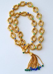 Vintage 22K Gold Sultans Treasure Necklace by Shakira Caine w/ Over 750 Crystals