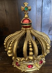 Heavy Ornate Gold Resin Crown 10” Table Top Decor Jewel Tuscan Old World