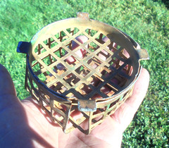 Vintage Metal Wire Flower Frog Dome Cage Floral Arranger Rustic Patina
