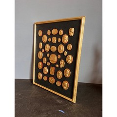 Grand Tour Revival Gilded Intaglio Arrangement on the Leather Board and in