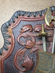 Vintage Medieval Wall Decorative Arts Coat Of Arms Europe 9×7” Used WOW!