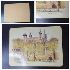 6 Table Place Mats Clover Leaf Cork Backed United Kingdom John Evans Vtg