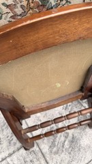 Vintage Mid Century Folding Rocking Chair Wood Tapestry Floral Upholstery