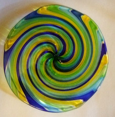 Murano Italian Art Glass Disc Hand Blown Swirls Retro Look