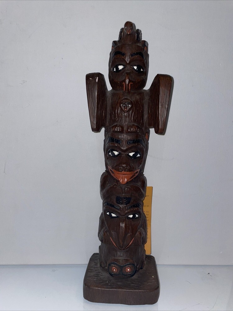 Vintage Shamans Thunderbird, Whale, And Bear Totem Pole Made In British Colombia