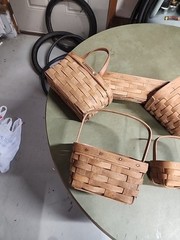 LOT OF 5 ASSORTED LONGABERGER BASKETS VARIOUS SHAPES SIZES 1980s CHEAP L$$K