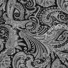 5′ X 8′ Black Gray And White Paisley Washable Rug