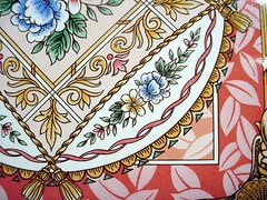 Victorian Floral Decorative Tile Made Brazil 6 x 6 Porcelain Tassel Roping NOS