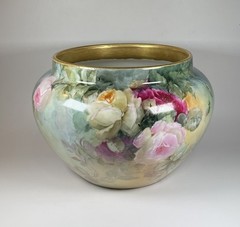 Limoges W.G. & Co France Hand Painted Floral Jardiniere Cachepot 11”W X 7.5” T