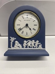 Vtg Wedgwood Jasperware Clock Neoclassical Mantle Desk Dome Blue White As Is
