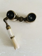Antique Clomont Paris Victorian Mother of Pearl Brass Glasses Binoculars Handle