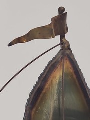 Metal Brass Sailboat Sculpture on Quartz Base Signed DeMott 9.5 in Nautical
