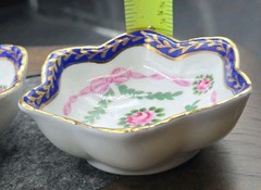 2 Royal Danube 1886 Collection 3″ In Trinket Dish Bowl Small Pink Rose Blue Trim