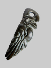 300 BC Ancient Greek Carved Engraved Gemstone Pendant Medallion Amulet Crow