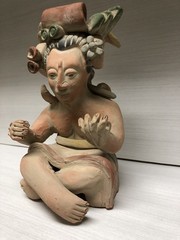 Antique Pre-Columbian Maya Mexican Red Clay Terracotta Pottery Figurine 9”