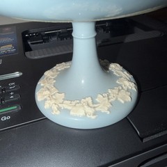 Wedgwood Jasperware Candy Dish Blue Grapevine Leaves 4 inch H