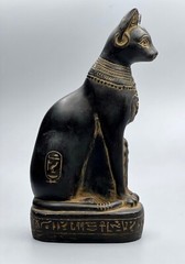 Ancient Egyptian Goddess Cat Bastet Sculpture Statue Egypt Basalt Stone
