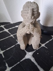 Pre-Columbian Carved Basalt Sqauting & Smoking Sukia ~ Costa Rica C. 800-1200 AD