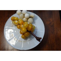 Alabaster stone grape clusters table decoration wood stem Italian circa 1920