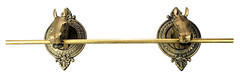 Rare Y2K Vtg Antique Brass Horse Head Rod Rack Equine Equestrian Animal Metal