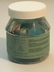 EUC PartyLite 10 oz Decorative Blue Sea Glass Shells Real Seashells Original Box