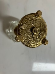 Miniature Dish Vintage Art Nouveau Deco Cut Crystal Glass, Brass & Tweezers 3.1″