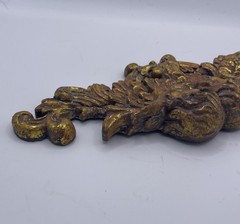 Pair of Antique gold wall pediments ft neoclassical cherubs – French