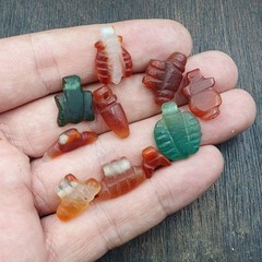 10 Antique Middle Eastern Mix Carnelian Agate & Jasper Amulet Beads