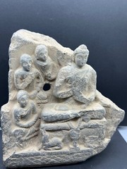 Un Touch Ghandharan Art Ghandhra Teaching Buddha Schist Stone Sculptures Panel