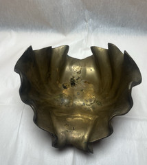 Vintage 1950s Solid Brass Clam Shell Trinket/Planter Hand Crafted In India